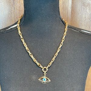 New Dainty gold color evil eye necklace / third eye necklace / Nickel free